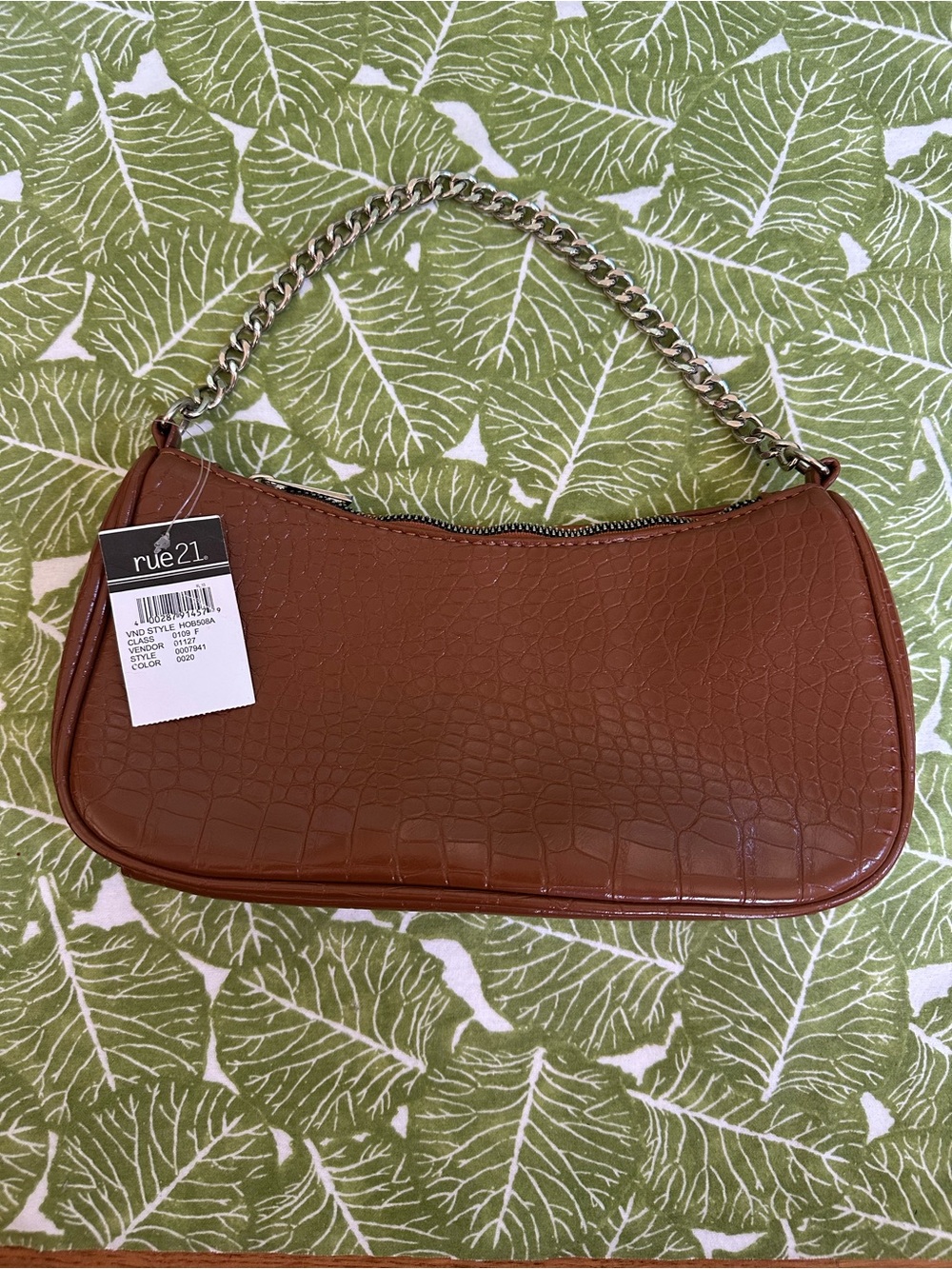 rue21 Tan Croc-Embossed Shoulder Bag with Chain Strap